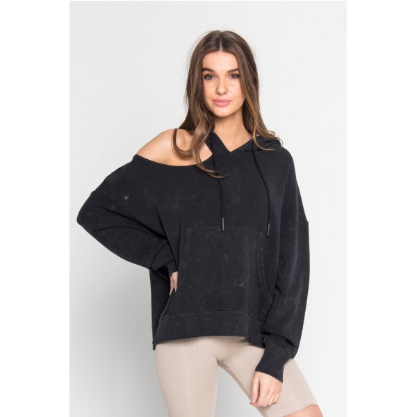 Oversized Cut Shoulder Hoodie