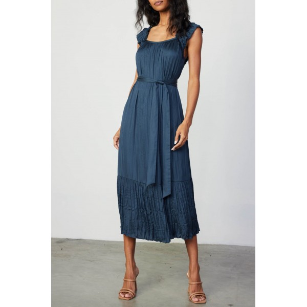 Ruffled Shoulder Midi Dress