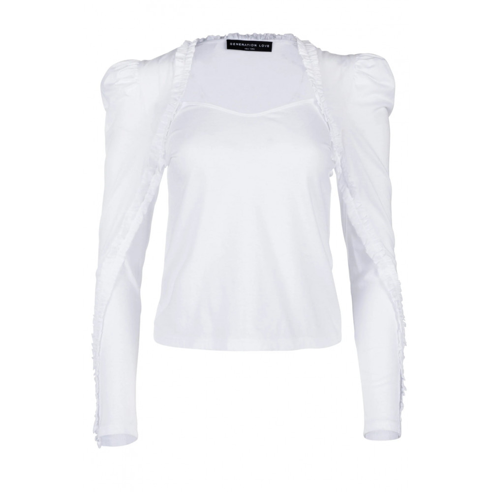 Moda Lumina Ruffle Trim Top