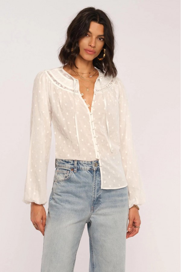 Anda Swiss Dot Woven Top