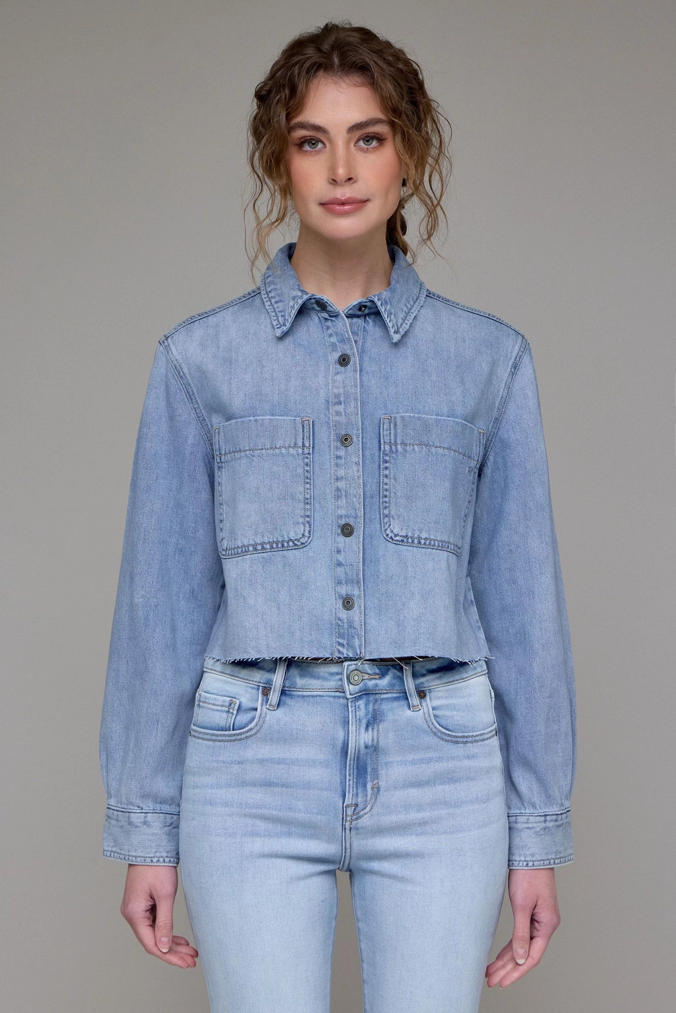 Abbey Soft Denim Crop Shirt