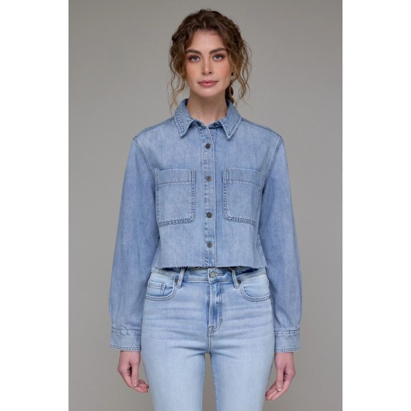 Abbey Soft Denim Crop Shirt