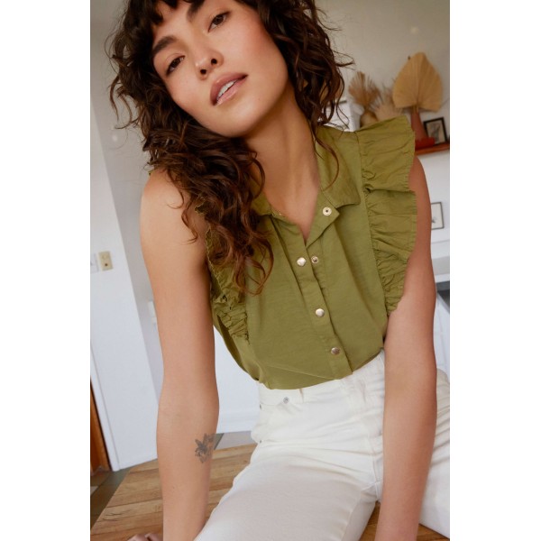 Archer Ruffle Button Top