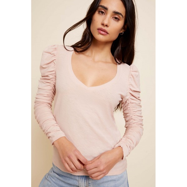 Renee Shirred V neck