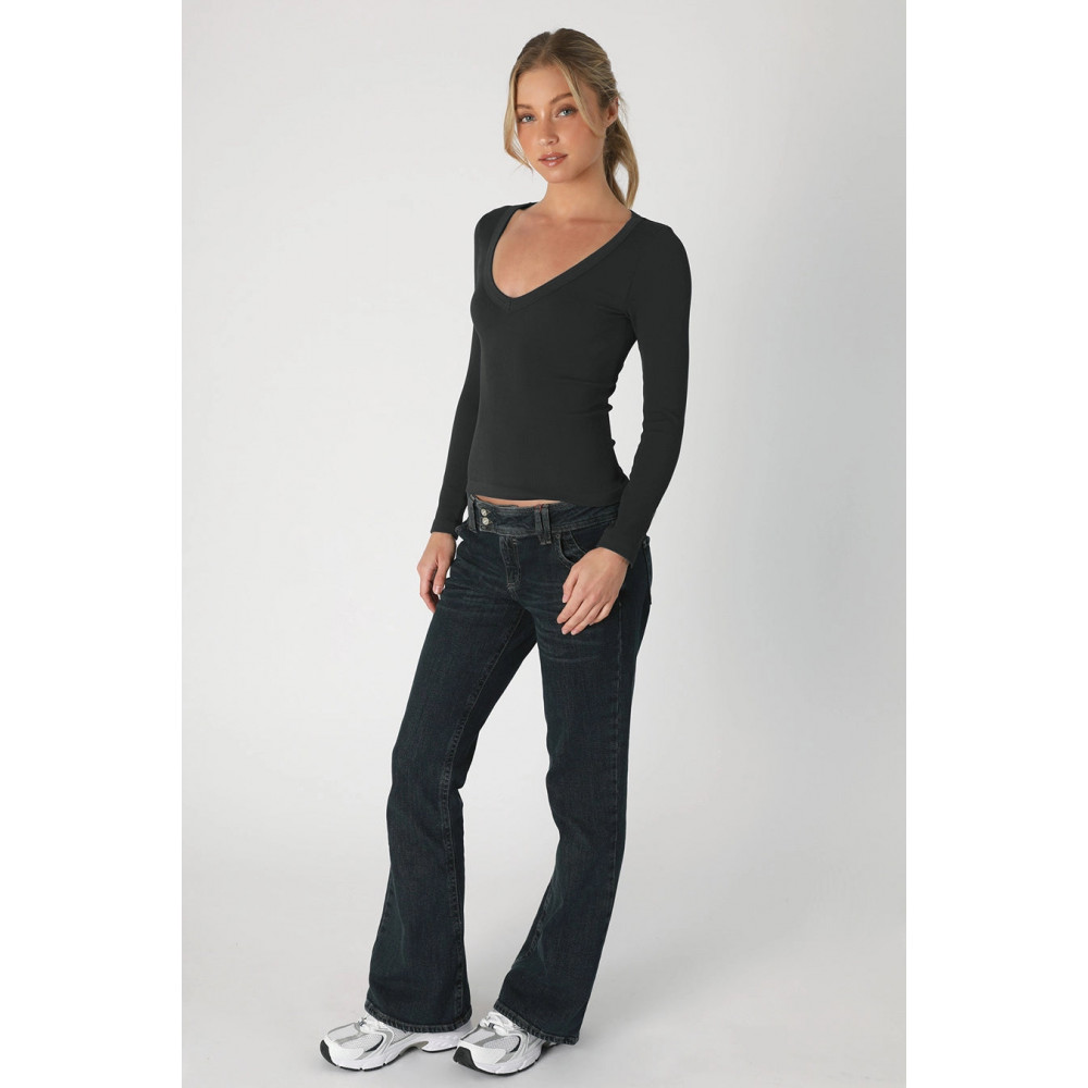 Pattern V-Neck Long Sleeve