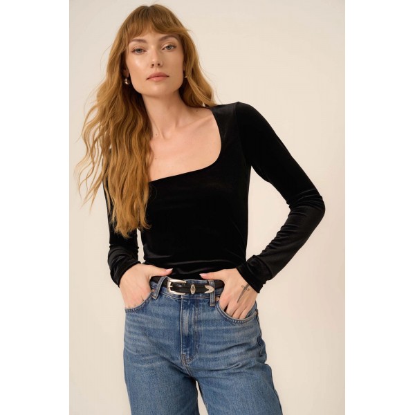 Dream Come True Square Neck Velvet Long Sleeve