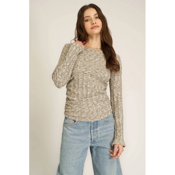 Sanna Boat Neck Sweater Rib Long Sleeve