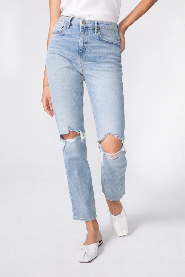Taffetas High Rise Straight Jean